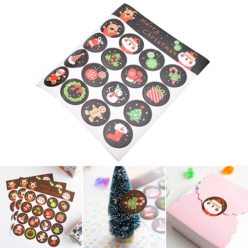 

3 Sheets DIY Scrapbooking Merry Christmas Gift Kraft Sticker Cookie/Cake/Gift Labels Stickers Kitchen Sweets Party Seal Sticker