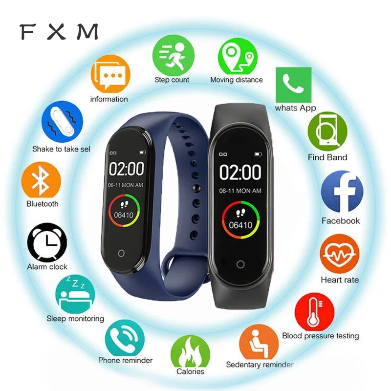 

M4 Men And Women New Smart High Quality New Label Belt Sports Blood Pressure Heart Rate Monitor Watch Monitor Waterproof Fitness