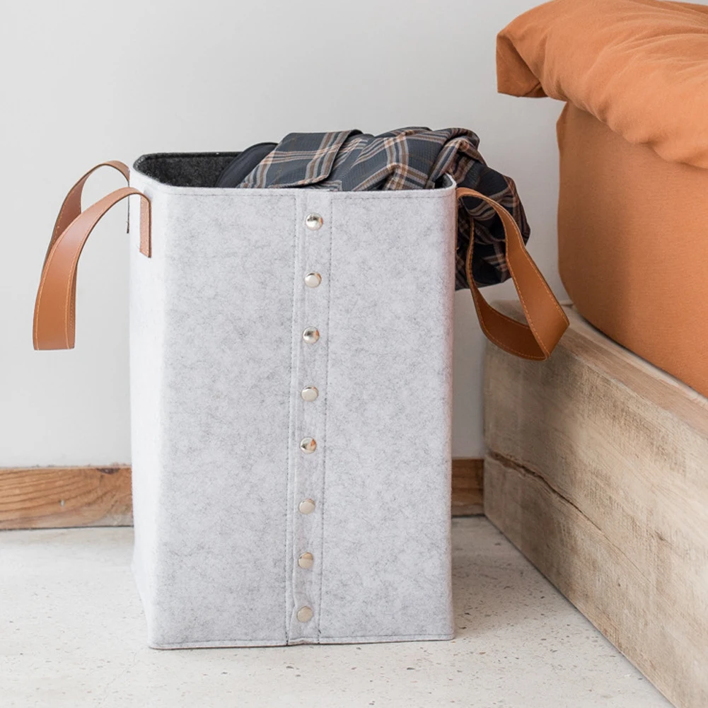 

Felt Storage Baskets Double Side Buckle Laundry Basket Clothes Toy Storage Box Household Sundry Large Capacity