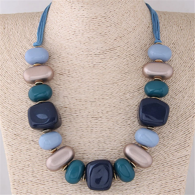 Женское богемное колье-чокер массивное ожерелье из акрилового камня богемный