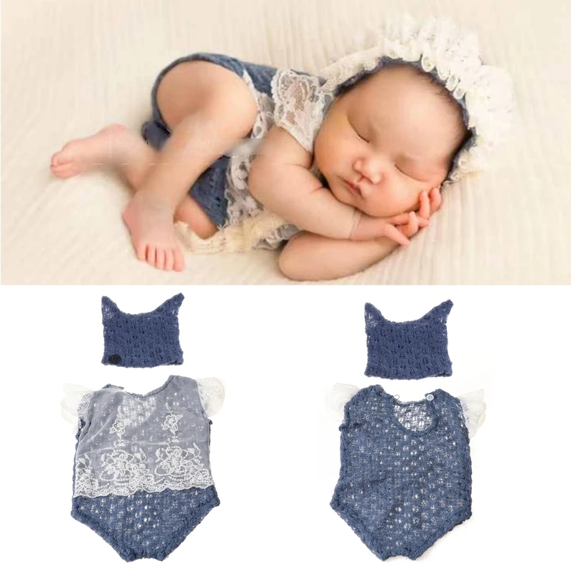 Комплект для фотосессии новорожденных детей милые вязаные крючком шапочки и
