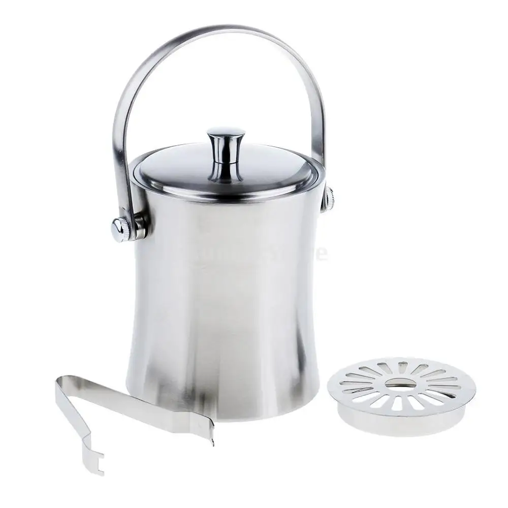 MagiDeal 1L Double Wall Stainless Steel Ice Bucket Wine Cooler with Portable Handle | Дом и сад