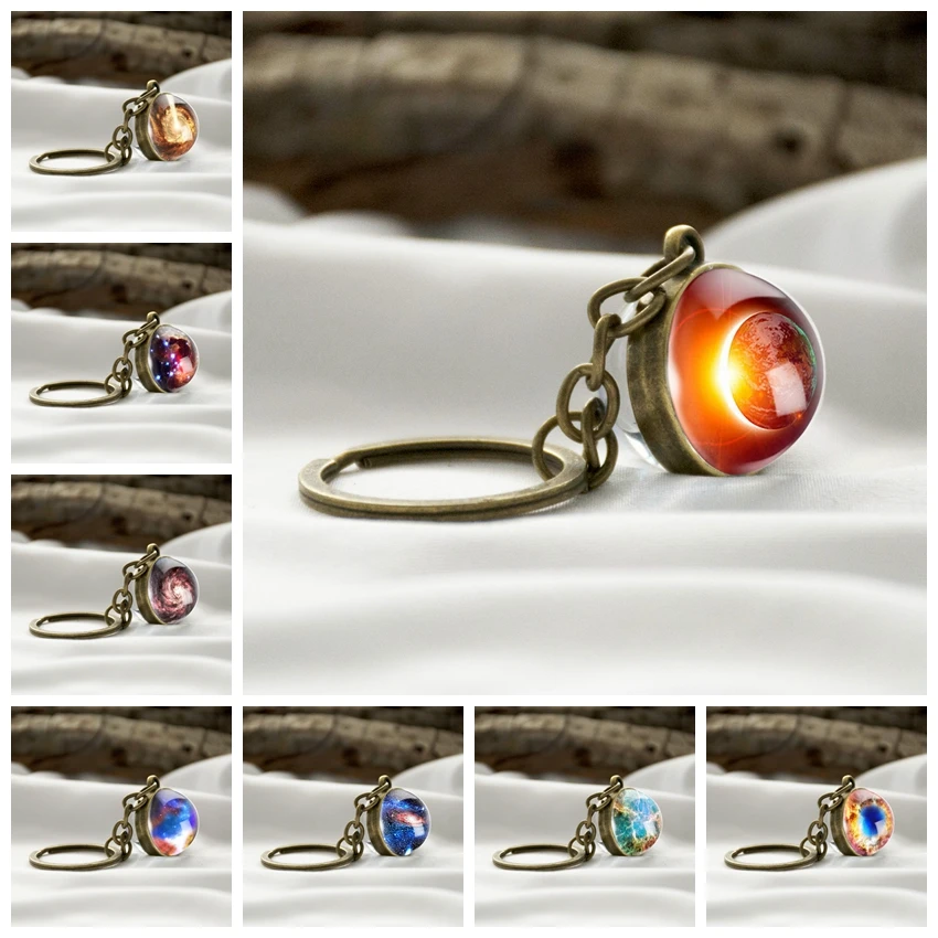 2019 брелок для автомобиля Galaxy Nebula Universe Charm двухсторонний стеклянный шар мужчин и