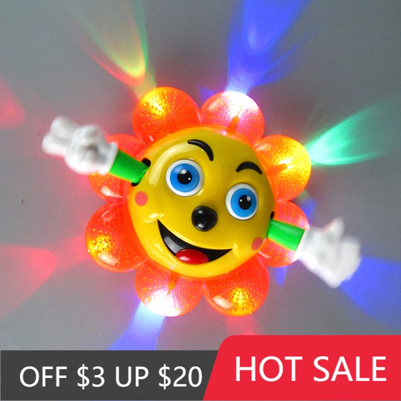 

NEW Electric LED Light Music Effects 360 Degree Rotating Sunflower Automatic Driving Robot Children Entertainmen Toy