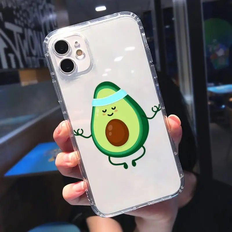 

Cute cartoon aguacate Fitness fruit Phone Case Transparent for Clear iPhone 11 12 8 7 6 6S Plus X 5S SE 2020 XR mini pro XS MAX