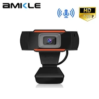 hd 720p mini web camera webcam with microphone black and orange rotatable cameras computer peripherals for pc laptop
