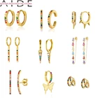 AIDE минималистский Diamond 925 стерлингового серебра серьги-гвоздики для женщин красочные серьги 2021 Щепка Ювелирные Boucle D'oreille