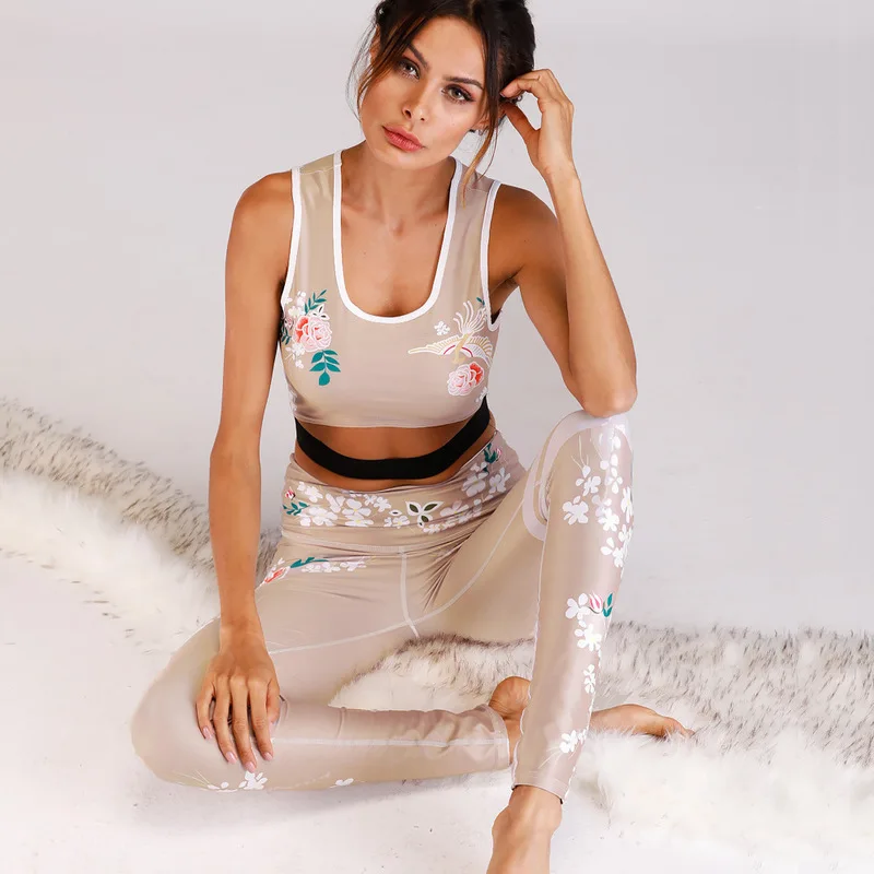 Комплект из 2 предметов для йоги тренировочная одежда женщин спортивный костюм