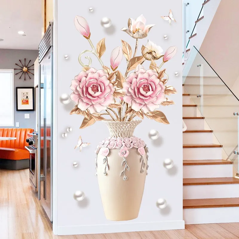 

Peony Flowers Vase Wall Sticker VSCO Girl Teenager Room Decoration Aesthetic for Living Room Bedroom Beauty Fridge Stickers Art