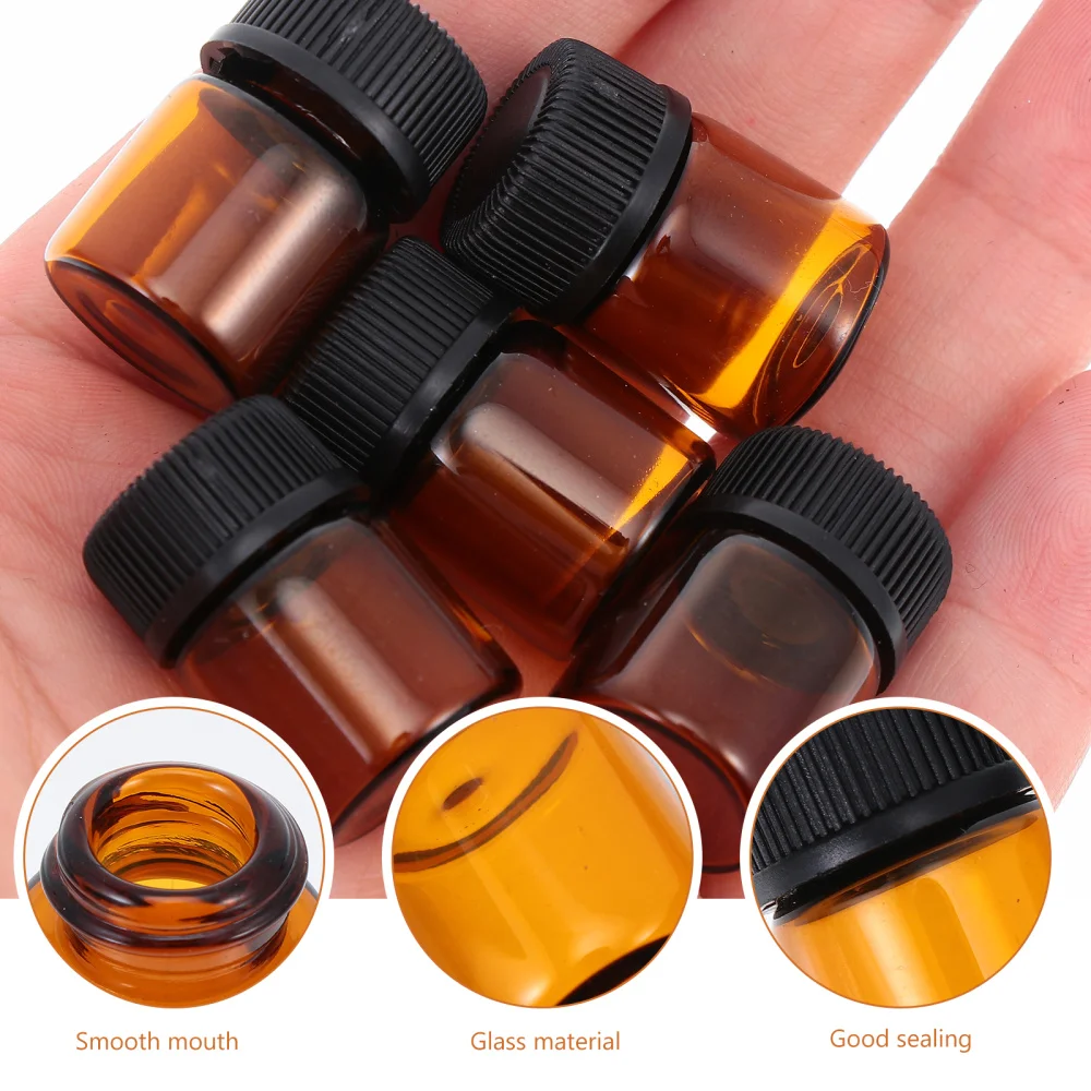 

100pcs 1ml Glass Essential Oil Bottles with Perforated Plug Reagent Bottles