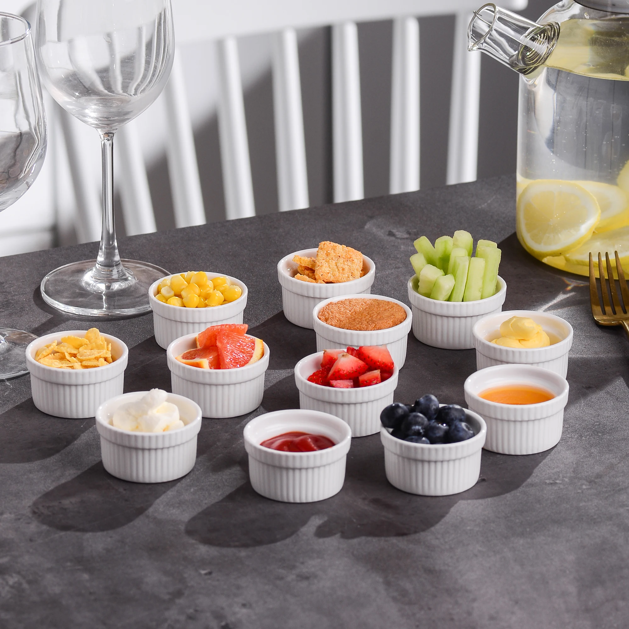 MALACASA Ramekin Series Set of 24 2.4&quot White Porcelain Ramekins Souffle Cup Baking Bowls Creme Brulee Pudding Custard Cups | Дом и сад