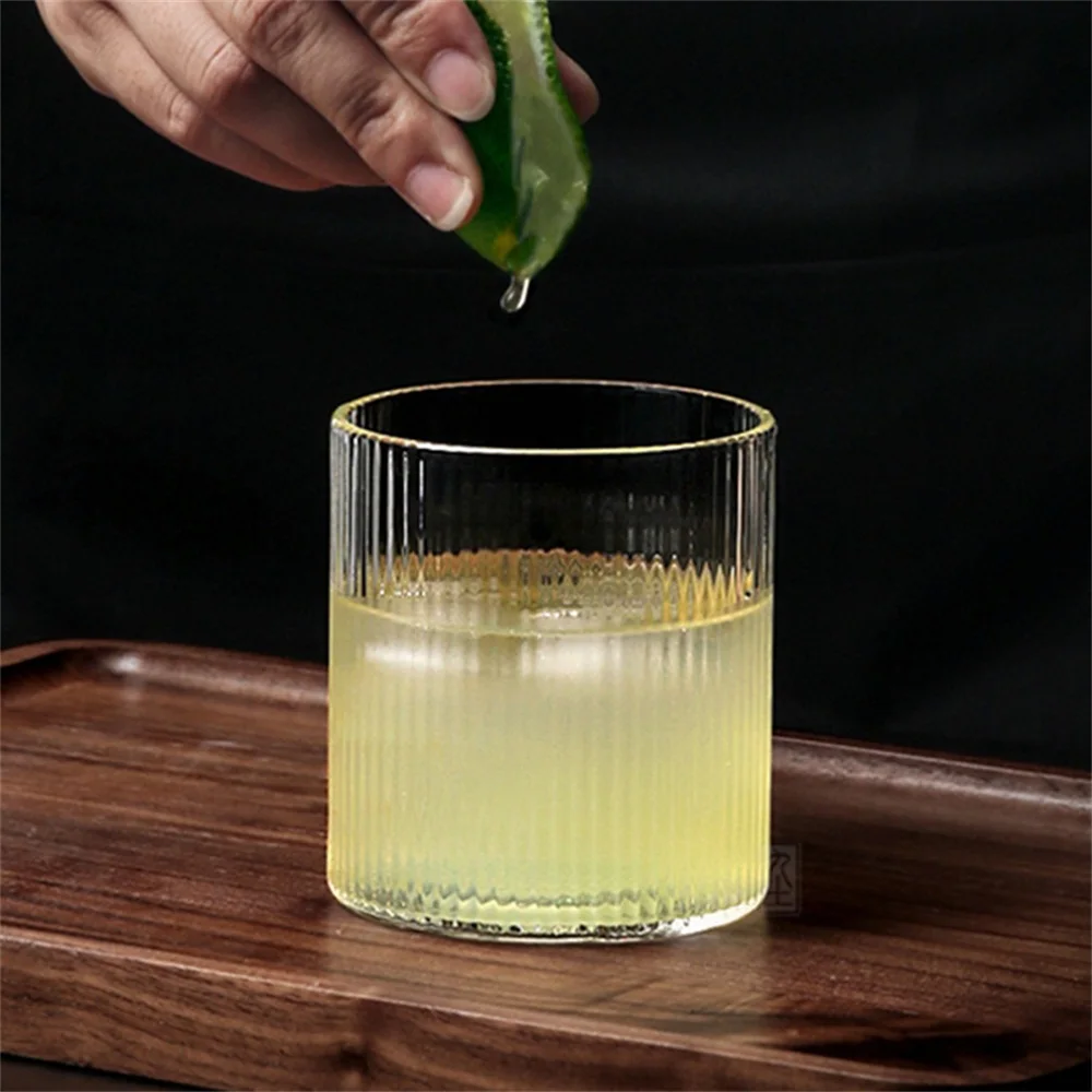 Термостойкая стеклянная чашка прямое Полосатое стекло для латте американо