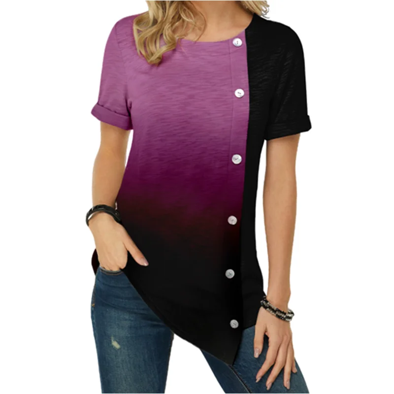 Футболка женская с коротким рукавом Повседневная рубашка на пуговицах короткий
