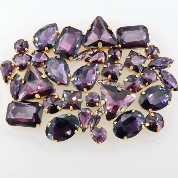 A17 Amethyst 50 шт./пакет формы с золотым коготь Установка ясный и желейные конфеты стеклянные стразы цвета Кристалл пришить стразы торжественное платье, обуви, сумок и diy кружевной отделкой - Цвет: A17 Amethyst