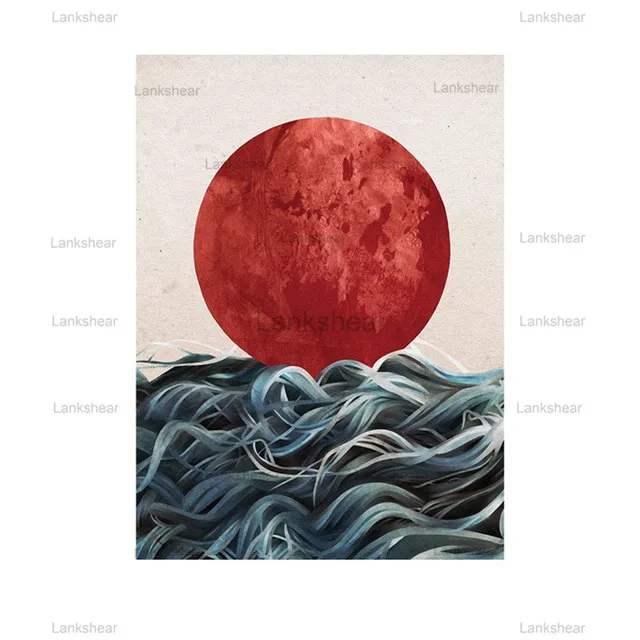 

Abstract Japanese Sunrise Seascape Canvas Paintings Posters and Prints Wall Art Picture for Living Room Home Decoration Unframed
