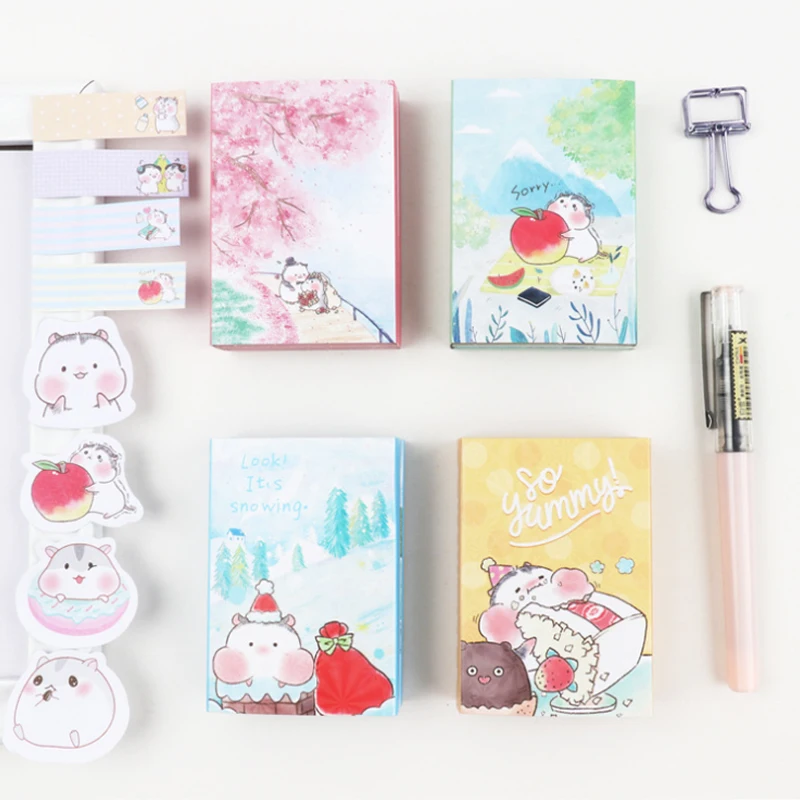 

1pack/lot Peach Hamster Memo Pad Sticky Notes Office School Supplies To Do List Supplies Stationery