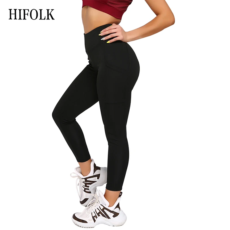 HIFOLK новинка высокая талия пуш ап эластичные леггинсы женская одежда для фитнеса