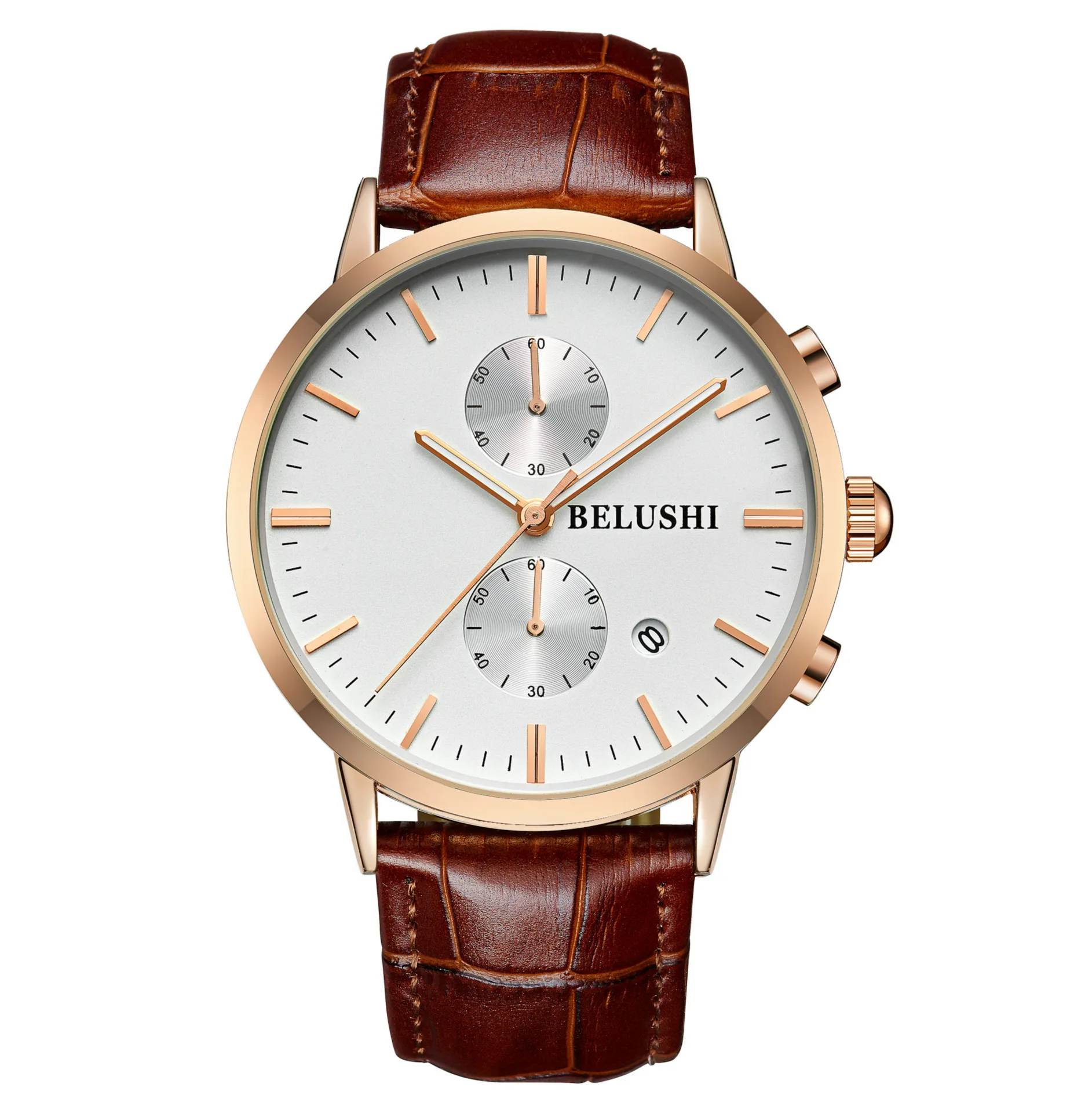 

2020 Watch for Men Luxury Bellos Watch Men Waterproof Leather Belt Men's Business Multi-function Watch Casual Fashion Watch