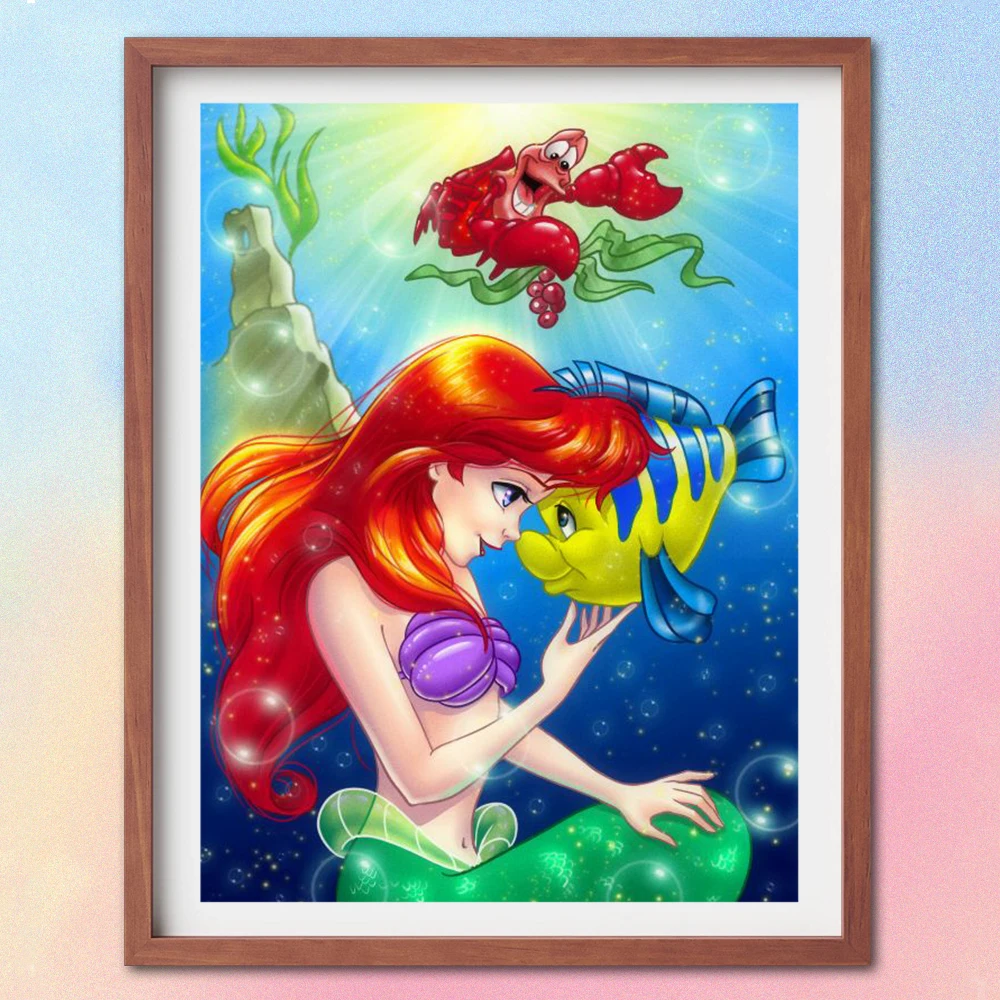 

Disney Diamond Embroidery The Little Mermaid Ariel Diamond Painting Cartoon Princess 5D Mosaic Kits Needlework Home Decor