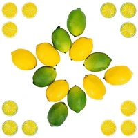 24pcs vivid fake lemons limes and slices set artificial fruit decorations for home kitchen table cabinet weddings