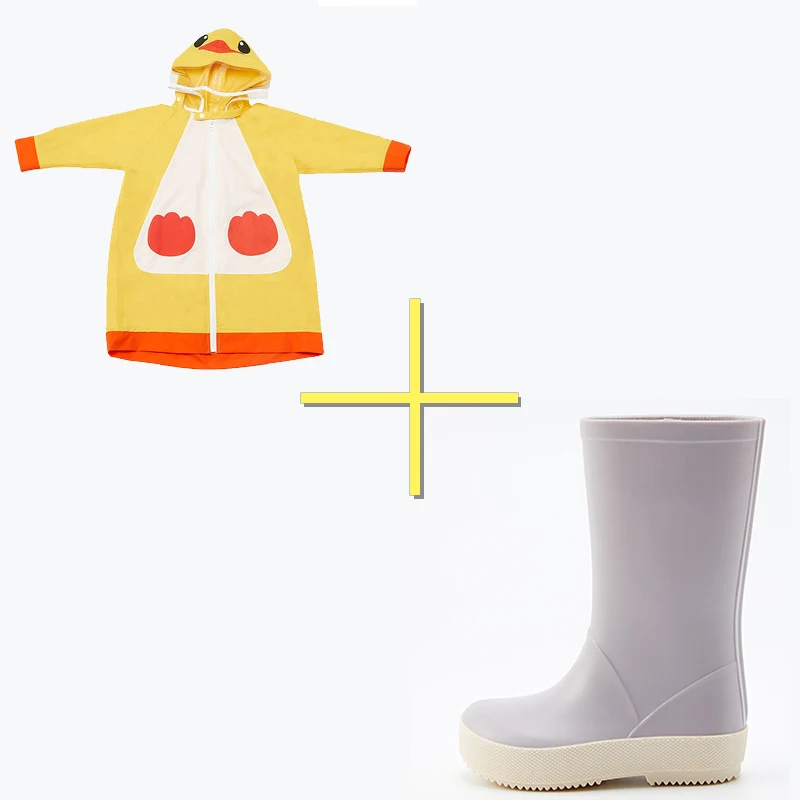 Gray boots coat DRIPDROP Детские сапоги | Резиновые сапоги для девочек | Резиновые сапоги для мальчиков ботинки для мальчиков | Осенние сапоги | Детский дождевик | Детский плащ | Пончо для девочки | Плащ для мальчика - Цвет: Gray boots coat