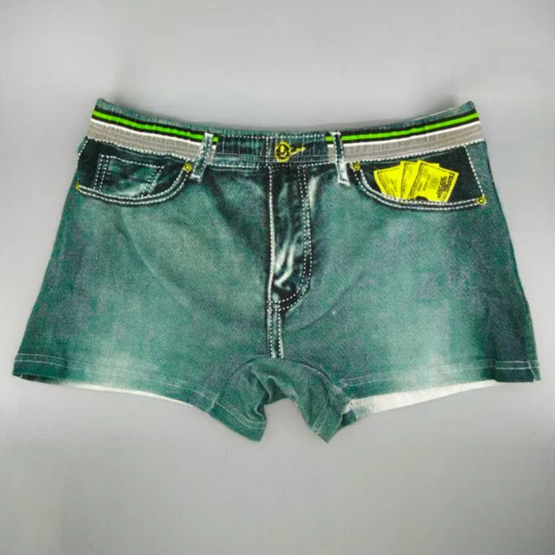 

Men's Briefs Stretch Men Briefs Underwear Male Shorts Denim Pattern Fake Jeans Print Cotton Men Briefs Underwear Underpants Men