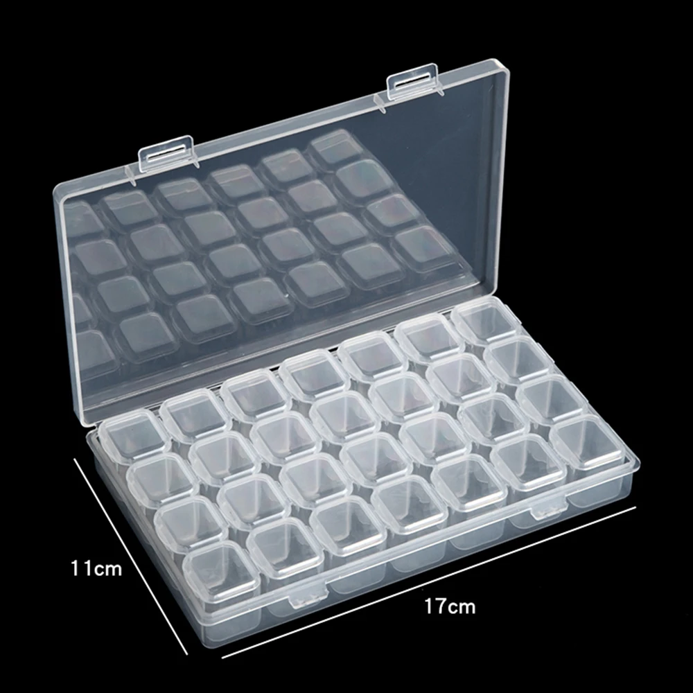 

28-slot Diamond Painting Accessories Mini Flip Transparent Plastic Box Nail Beads Rhinestone Display Storage Box