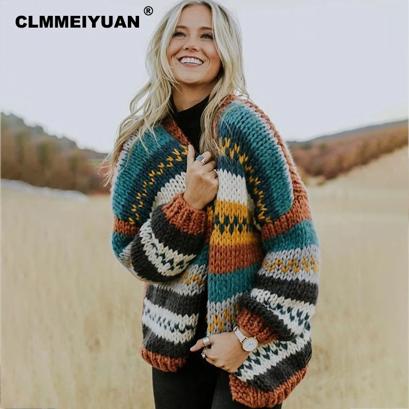 2019 New Autumn V Neck Single Breasted Knitted Cardigans Women Harajuku Stripes Letter Long Sleeve Sweaters Streetwear Jumpers |