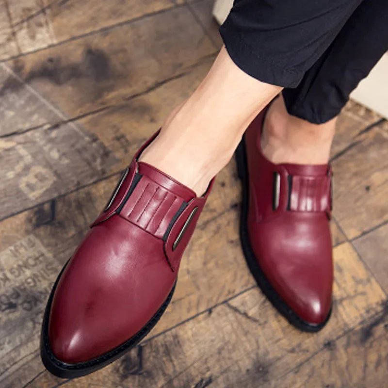 

New Design Men zipper Pointed Toe Casual Wedding Party Dress Shoes Male loafers Gradine Color Formal Shoes 553