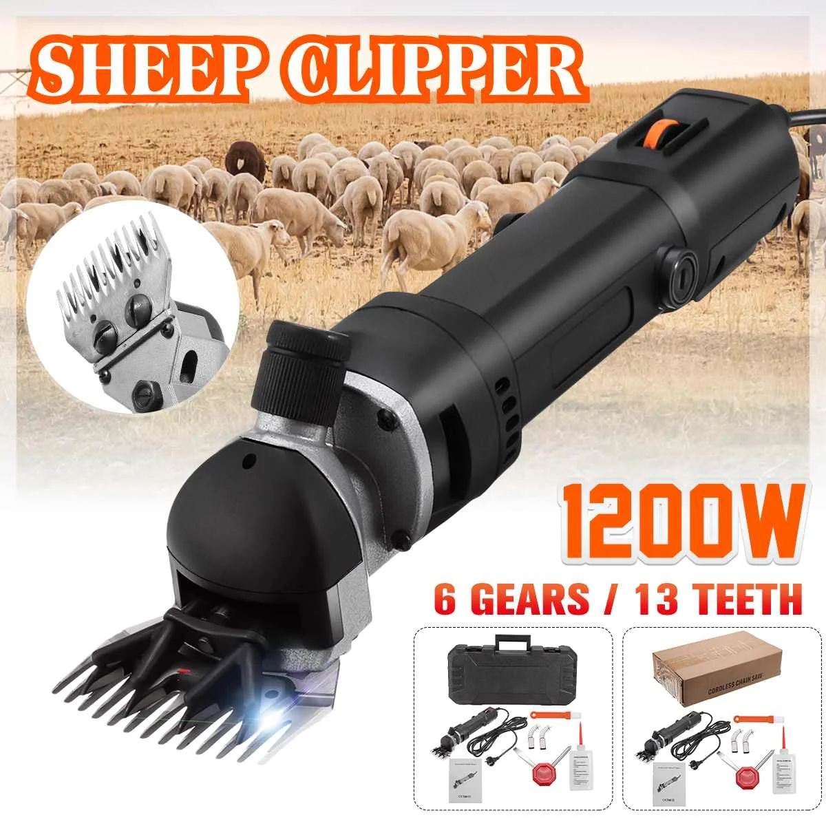 

1200W 6 speed Electric Sheep Pet Hair Clipper Shearing Kit Shear Wool Cut Goat Pet Animal Shearing Supplies Farm Cut Machine EU