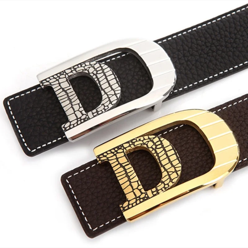 

High Quality D Letter Belts For Men Top Layer Reversible Leather Ceinture Homme Cuir Luxe 1.5 inch Wide Male Waist Strap