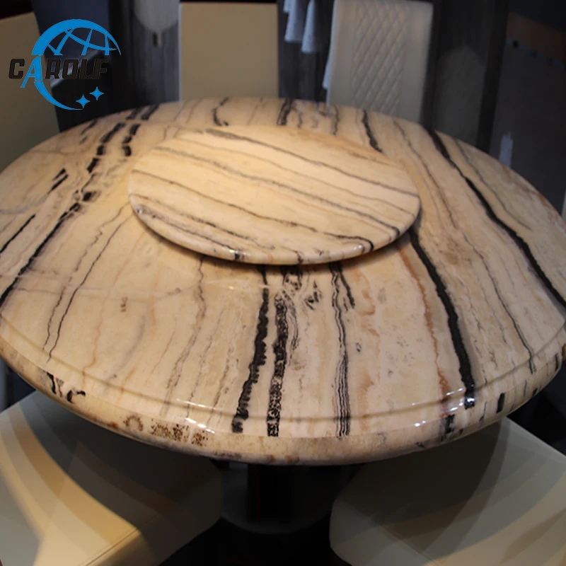 Лучшая цена Современные 6 стульев Мраморный Топ круглый обеденный стол с ленивым