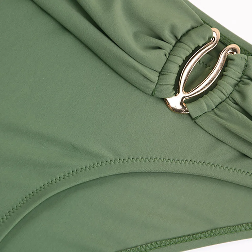 Женский бандажный купальный костюм с бисером и чашками пуш ап бикини купальник