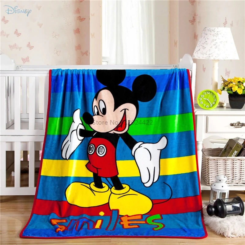 

Одеяло детское в полоску, с изображением Микки Мауса, Минни Мауса, 100x140 см