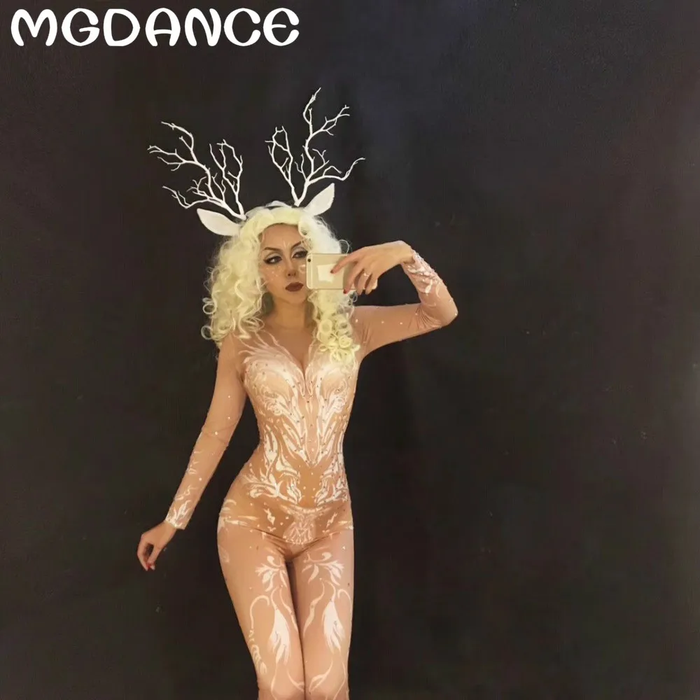 

Christmas Sexy Jumpsuit Nightclub Stage Wear Singer Dancer Costume Party Show Bodysuit Celebrate Clothing