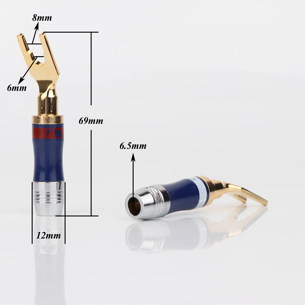 

50pcs Nakamichi 24K Gold Plated Y Spade Fork plug Speaker Screw Lock Connector