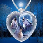 Модное ожерелье с подвеской в виде сердца волка с кристаллами Изысканная подвеска в виде сердца волка ювелирные изделия Персонализированная бижутерия для вечерние подарок бижутерия для женщин 2021