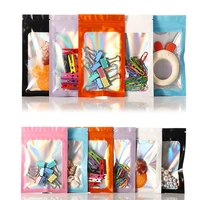 100pcs clear front rainbow laber zip lock foil window bag resealable usb chip memory card jewelry beauty heat sealing pouches