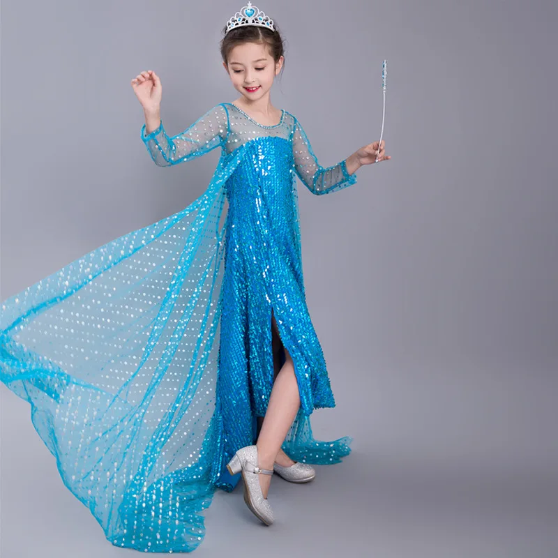 Платье Эльзы для девочек Детский костюм косплея 2 Elza детское необычное платье