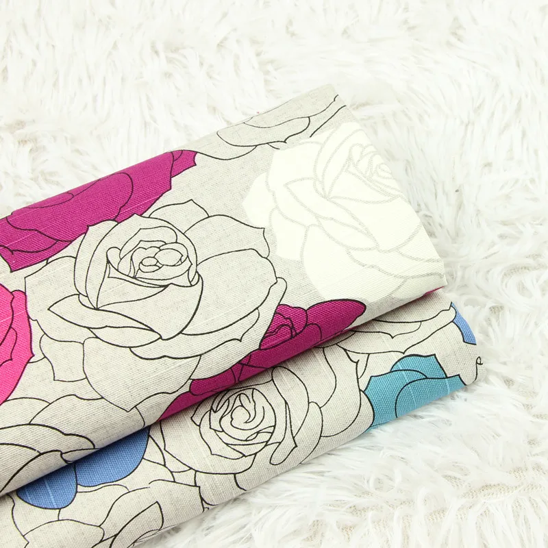 Импортная утолщенная хлопчатобумажная ткань с принтом розы для сумок ручной