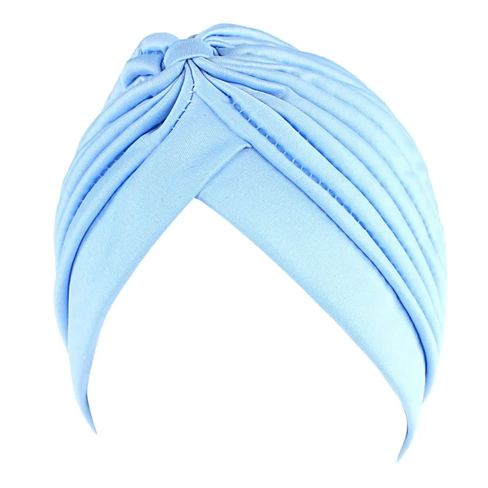 Gorro de Color liso para mujer, turbante el&aacute;stico torcido, accesorios para el cabello, 6 uds.-5