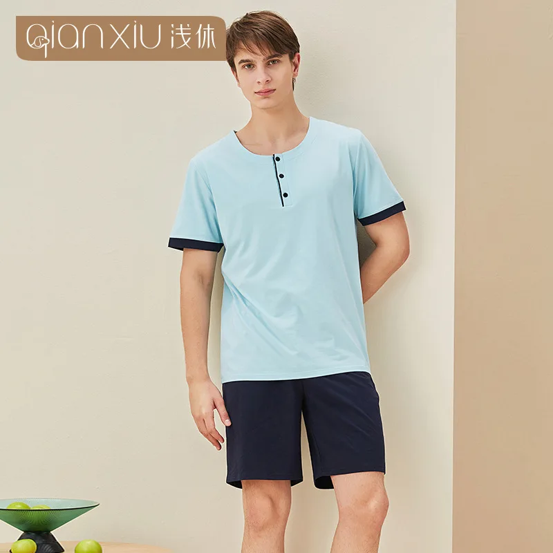 Мужские пижамы с коротким рукавом новые летние товары домашние костюмы из