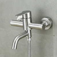 bathroom shower faucets stainless steel triple bathtub faucet mixers hot cold mixer valve nozzle tap wall mounted home accessory