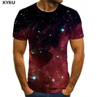 Мужская футболка с 3D-принтом KYKU, Красная футболка с круглым вырезом и принтом туманности, лето 2019