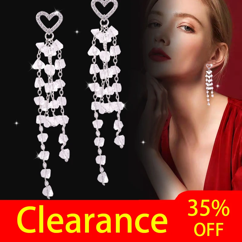 Просвет кубического циркония камни кисточки серьги для женщин Серебряный Цвет в