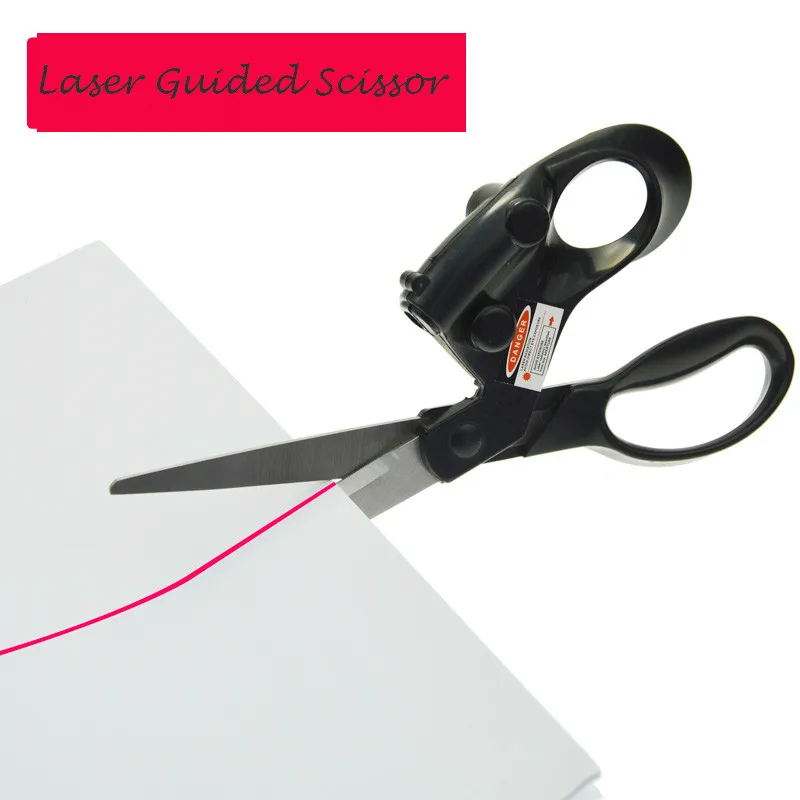 

New Professional Laser Guided Scissors For home Crafts Wrapping Gifts Stainless Fabric Sewing Cut Straight Fast Scissor Shear