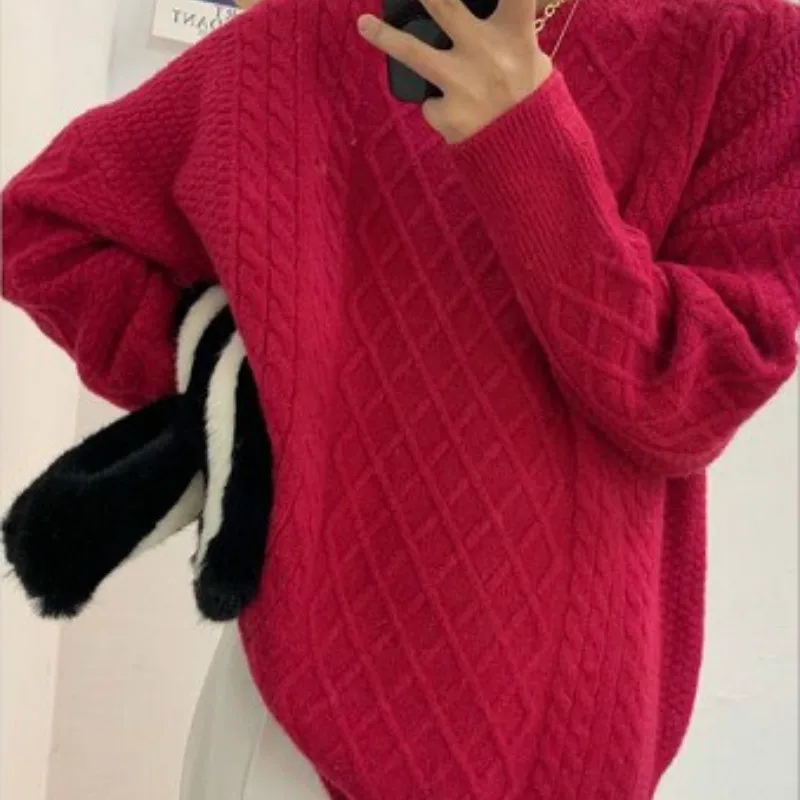 

Women O-neck Sweaters High Quality Autumn Spring Pull Jumpers European Casual Twist Warm Sweater Female