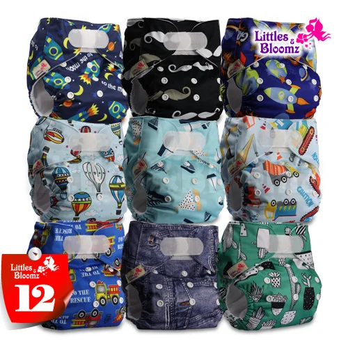 [Littles и Bloomz] 9 шт./компл. Стандартный крюк-петля Многоразовые моющиеся пеленки, 9 Подгузники/подгузники и 0 из микрофибры вставки в одном комплекте - Цвет: 12