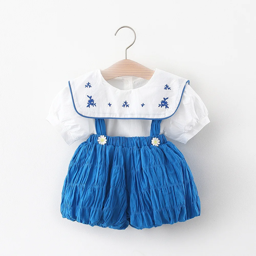 

2 Piece Suits Baby Girls Overalls T-shirt Summer Newborn Infants Clothes Sets Children Suspenders Trousers Dungarees 1 2 3 Year