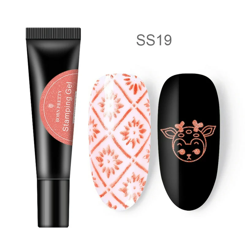 BP-SS19 BORN PRETTY Блестящий штамповочный Гель-лак для ногтей 8 мл блестящий блеск замочить от УФ-гель для ногтей Дизайн ногтей гель лак Lacque 19 цветов - Цвет: BP-SS19